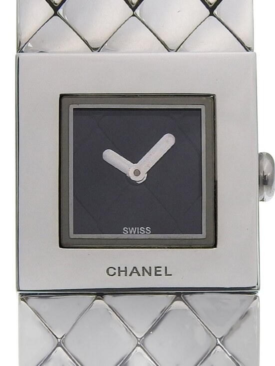 CHANEL Matelasse Watches H0009 Silver blackDial Stainless Steel Quartz Ana... main image 4